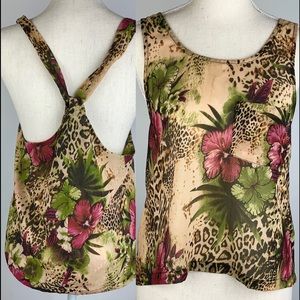 millau top XS green/ multi floral racerback tank